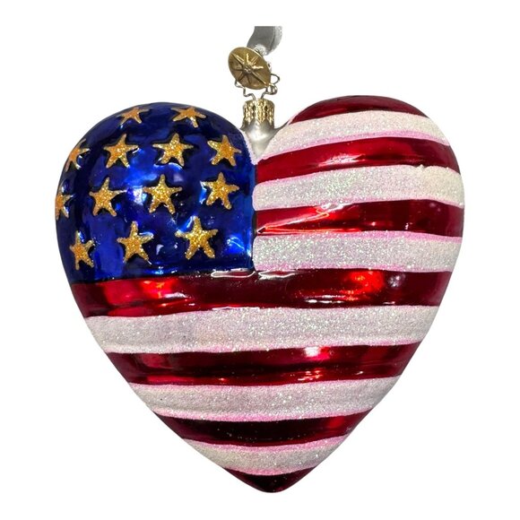 Christopher Radko Brave Heart 2001 American Red Cross Ornament 5” USA Flag 9/11 - Picture 3 of 7